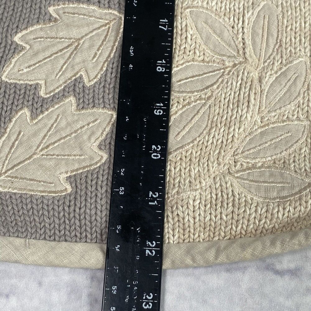 Orvis Womens Sweater Size S Beige Gray Cardigan Embroidered Leaves Cottage VTG - Picture 8 of 16